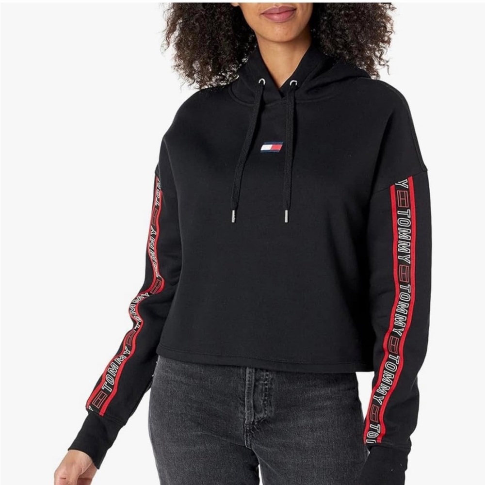 2/$25 Tommy Hilfiger Women's Black and Red Hoodie